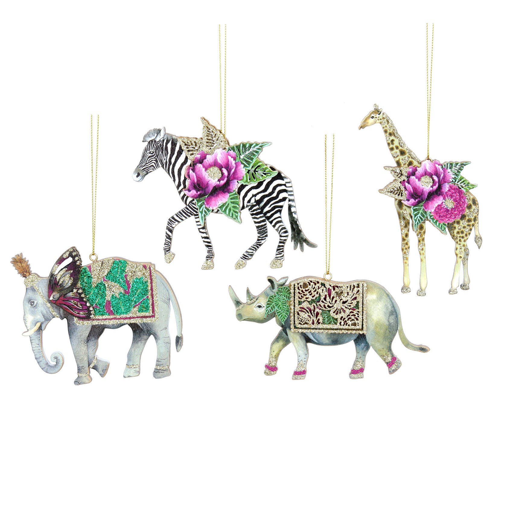 Tropic fantasy animals hanging Christmas decoration. By Gisela Graham. The perfect festive addition to your home.